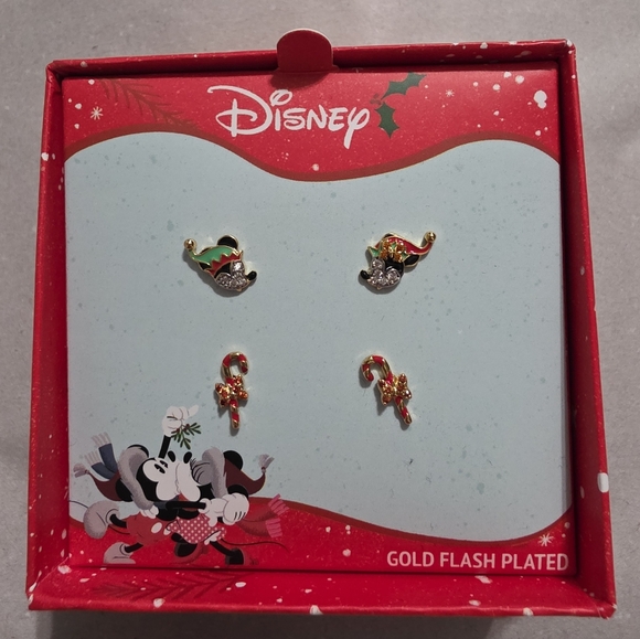 Disney Jewelry - Disney Festive Gold and Red Earrings